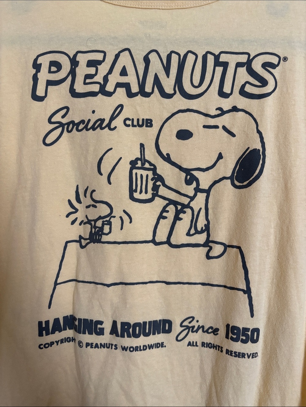 Peanuts Yellow & Black Snoopy Graphic Babydoll Tee Tunic with Gingham Hem - Picture 7 of 7